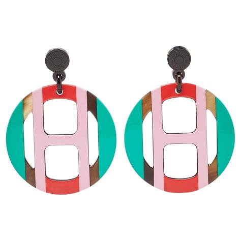 hermes horn and lacquer earrings